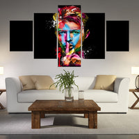 5-Piece Colorful Abstract David Bowie Portrait Canvas Wall Art