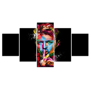 5-Piece Colorful Abstract David Bowie Portrait Canvas Wall Art