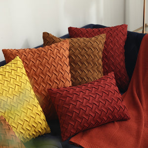 Gold / Orange / Brown Weaved Faux Suede Throw Pillow Cover