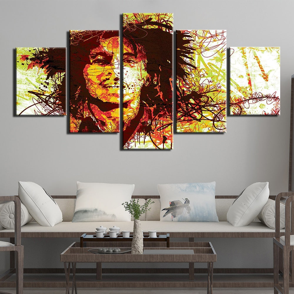 5-Piece Abstract Bob Marley Portrait Canvas Wall Art