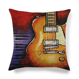 18" Abstract Musical Guitar Print Throw Pillow Cover