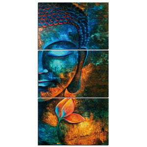 3-Piece Canvas Mystical Buddha Face Wall Art