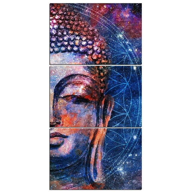 3-Piece Canvas Mystical Buddha Face Wall Art
