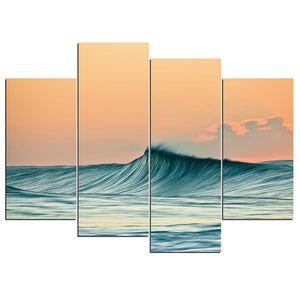 4-Piece Smooth Rolling Ocean Wave Canvas Wall Art
