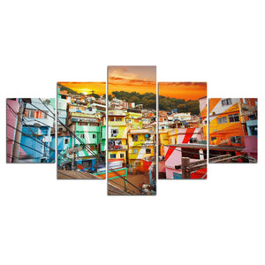 5-Piece Colorful Rio De Janeiro Sunset Canvas Wall Art