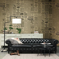 Black & White Vintage Retro Newspaper Print Wallpaper