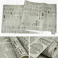 Black & White Vintage Retro Newspaper Print Wallpaper