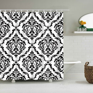 Simple Floral Damask Pattern Bathroom Shower Curtain