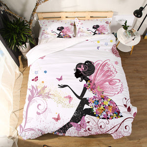 2/3-Piece Girls Butterfly Fairy Duvet Cover Bedding Set