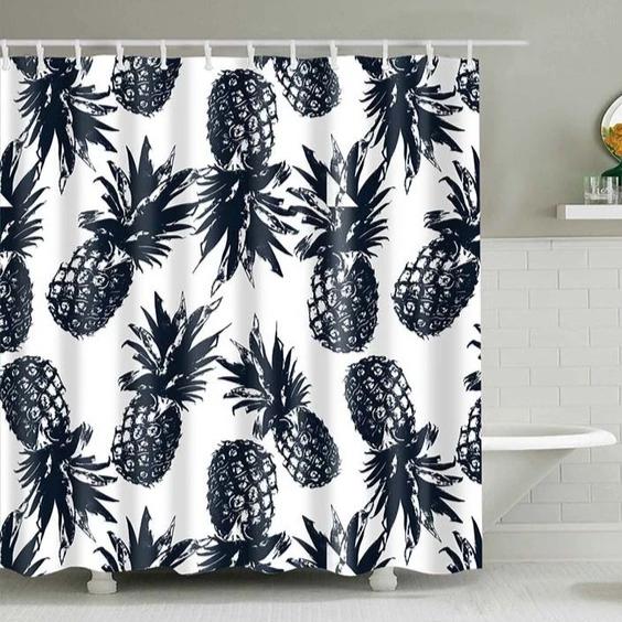 Tropical Pineapple Pattern Bathroom Shower Curtain