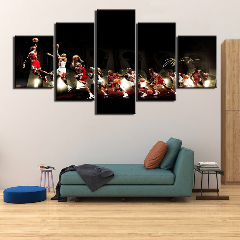 5-Piece Michael Jordan Basketball Evolution Canvas Wall Art