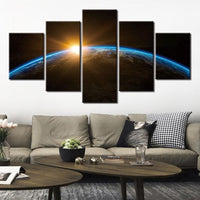5-Piece Space Sun Earth Horizon Canvas Wall Art