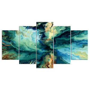 5-Piece Abstract Blue Rippling Water Canvas Wall Art