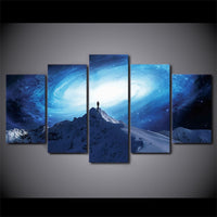 5-Piece Blue Mountain Sky Galaxy Canvas Wall Art