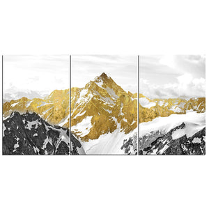 3-Piece Golden Mountain Landscape Canvas Wall Art