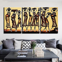 3-Piece Tribal African Savanna Women Canvas Wall Art