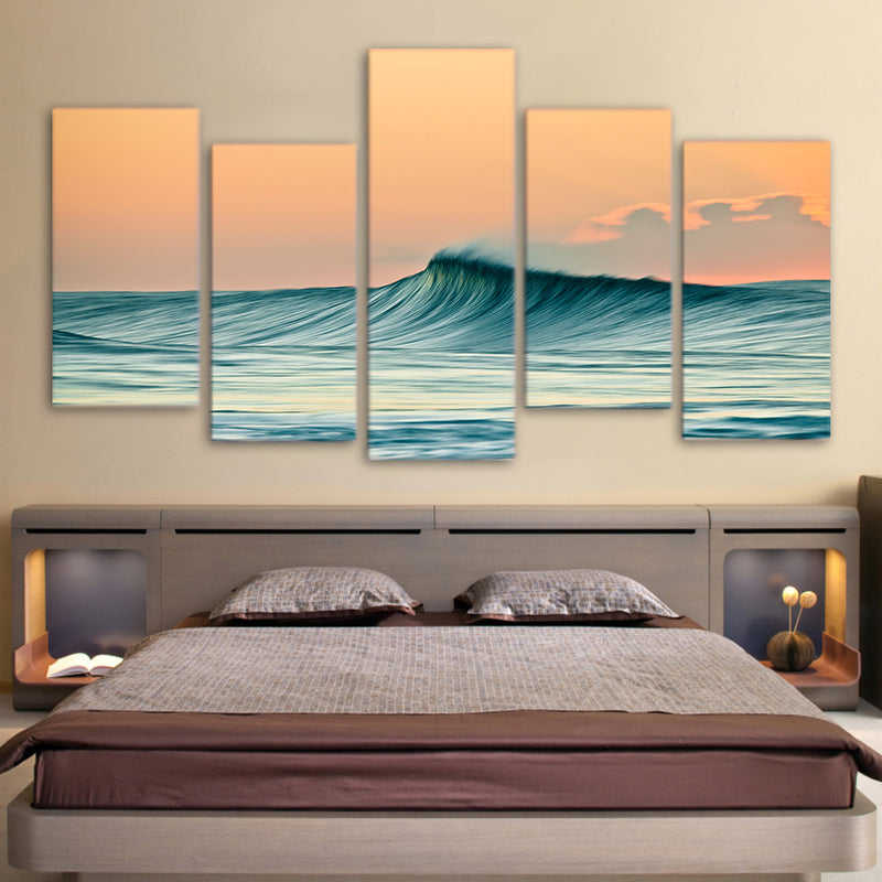 5-Piece Smooth Rolling Ocean Wave Canvas Wall Art