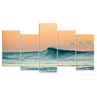 5-Piece Smooth Rolling Ocean Wave Canvas Wall Art