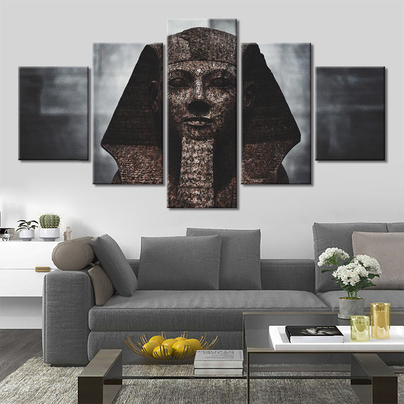 5-Piece Modern Egyptian Pharaoh Statue Canvas Wall Art