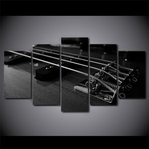 5-Piece Black & White Guitar String Closeup Canvas Wall Art