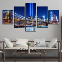 5-Piece New York 911 Memorial Lights Canvas Wall Art