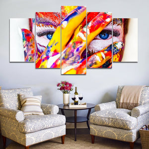 5-Piece Colorful Painted Hidden Eyes Canvas Wall Art
