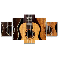 5-Piece Abstract Wooden Acoustic Guitar Canvas Wall Art