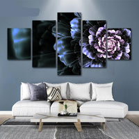 5-Piece Abstract Neon Flower Blossom Canvas Wall Art