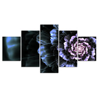 5-Piece Abstract Neon Flower Blossom Canvas Wall Art