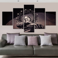 5-Piece Black & White Christian Virgin Mary Canvas Wall Art