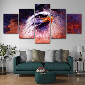 5-Piece Abstract American Bald Eagle Canvas Wall Art