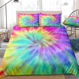 2/3-Piece Pastel Rainbow Tie-Dye Duvet Cover Set