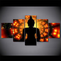 5-Piece Orange Zen Buddha Dreamscape Canvas Wall Art