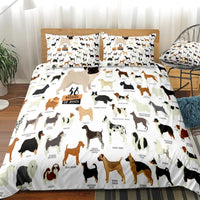 White 2/3-Piece Pet Dog Breeds Duvet Cover Set