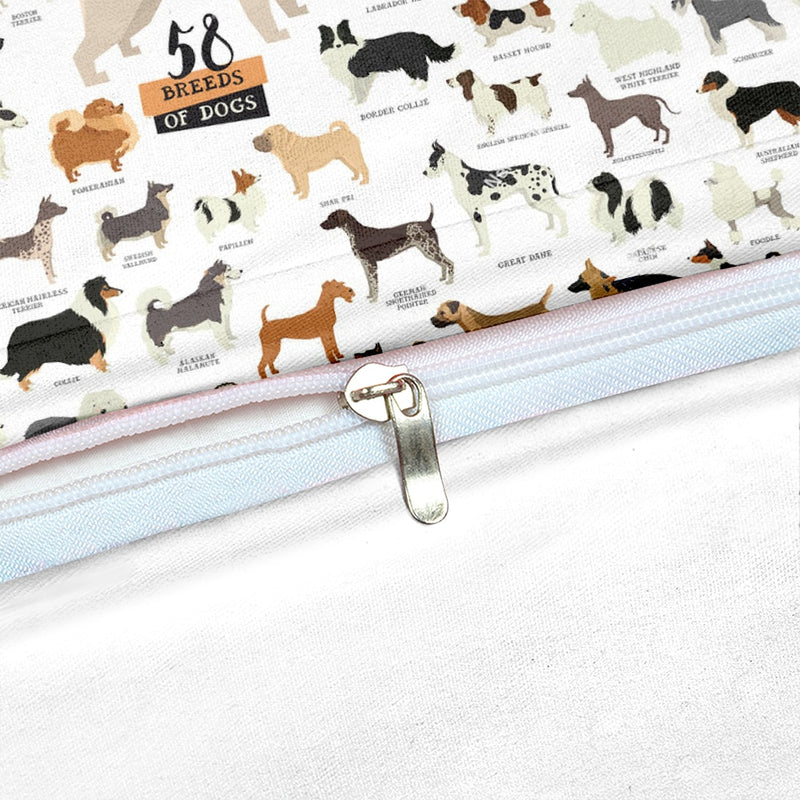 White 2/3-Piece Pet Dog Breeds Duvet Cover Set