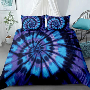 2/3-Piece Blue & Purple Tie-Dye Swirl Duvet Cover Set