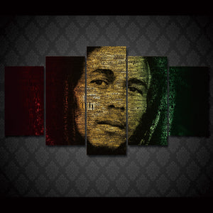 5-Piece Abstract Bob Marley Song Print Canvas Wall Art
