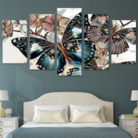5-Piece Pastel Abstract Floral Butterfly Canvas Wall Art