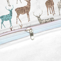 White 2/3-Piece Deer Elk Silhouette Duvet Cover Set