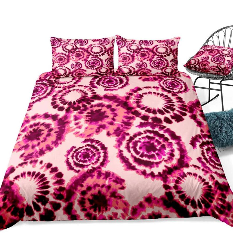 2/3-Piece Red & Pink Tie-Dye Pattern Duvet Cover Set