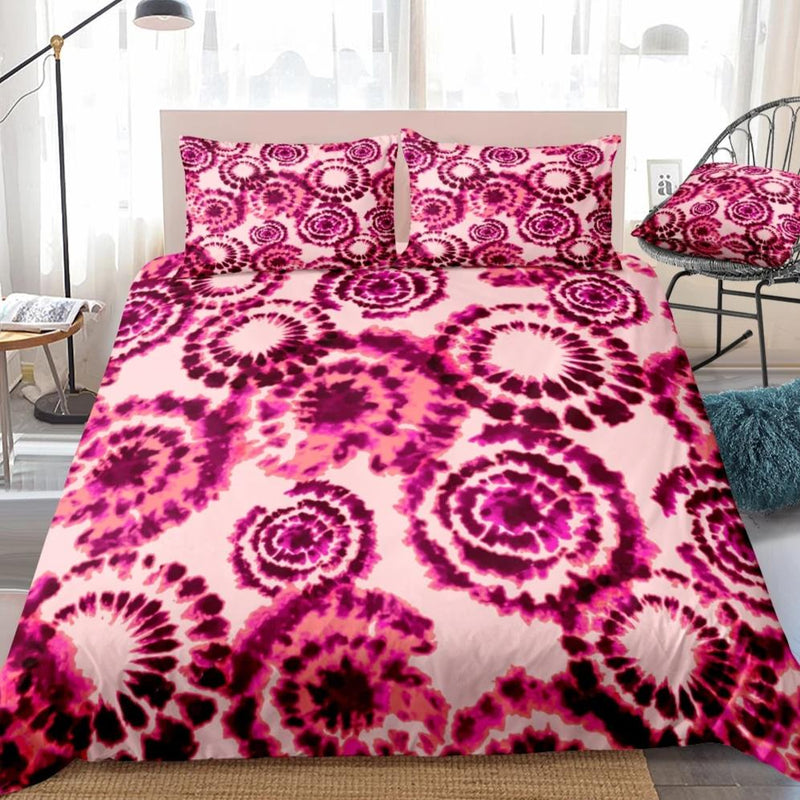 2/3-Piece Red & Pink Tie-Dye Pattern Duvet Cover Set