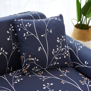 Blue Gray Floral Tree Branch Pattern Sofa Cover Cover