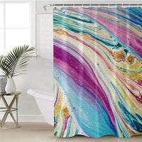 Colorful Marble Stone Swirl Print Bathroom Shower Curtain