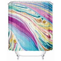 Colorful Marble Stone Swirl Print Bathroom Shower Curtain