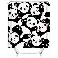 Black & White Cartoon Panda Pattern Bathroom Shower Curtain