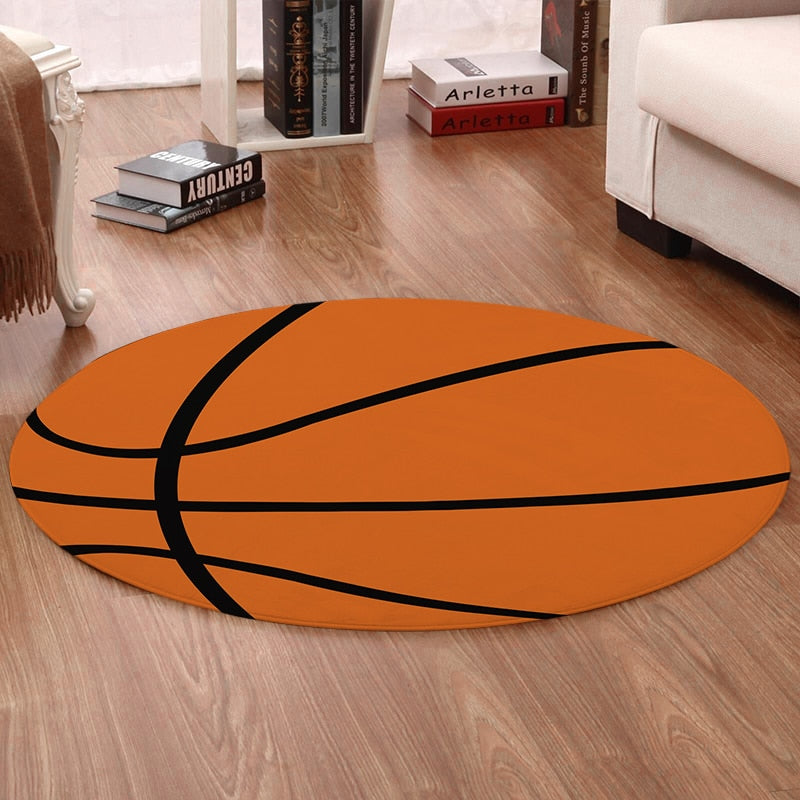 Round Orange Basketball Floor Mat Rug