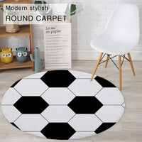 Round Black & White Soccer Ball Floor Mat Rug