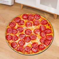 Round Pepperoni Pizza Food Print Floor Mat Rug