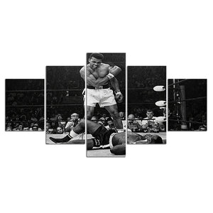 5-Piece Black & White Muhammad Ali Boxing Wall Art