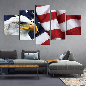 5-Piece American Flag USA Eagle Canvas Wall Art
